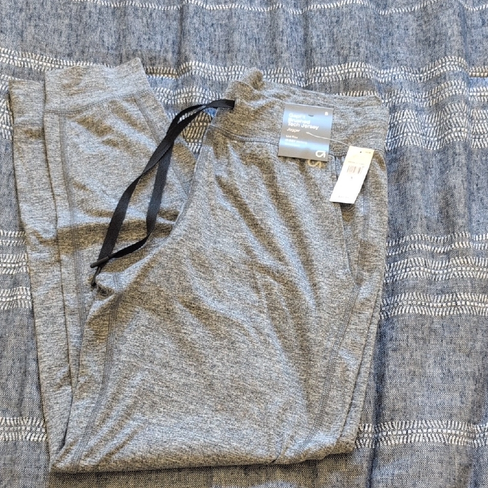 Gray Elastic Waist Joggers with Drawstring
